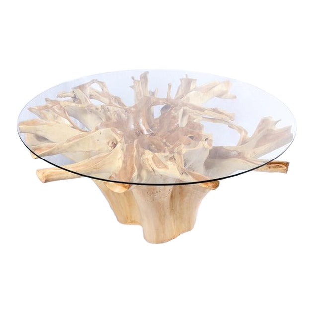 Round Teak Root Dining Table 4 For Sale