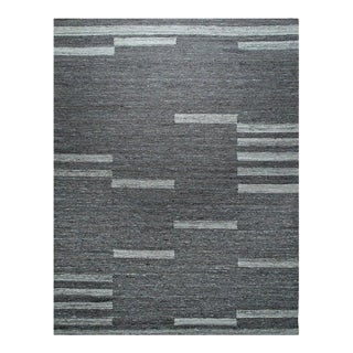 6x9 Gray Handwoven Wool Floating Rectangles Geometric Modern Carpet Rug For Sale