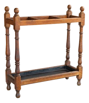 Antique English Tiger Oak Umbrella Stick Stand