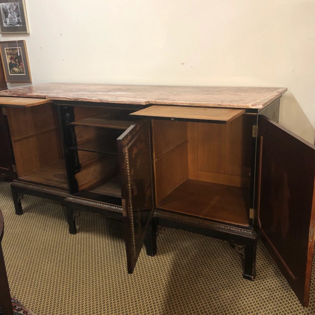 Chinoiserie Marble Top Breakfront Sideboard For Sale - Image 6 of 12
