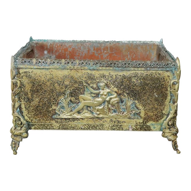 French Jardiniere in Bronze With Relief of “Rebecca at the Well.” For Sale