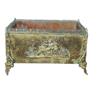 French Jardiniere in Bronze With Relief of “Rebecca at the Well.”