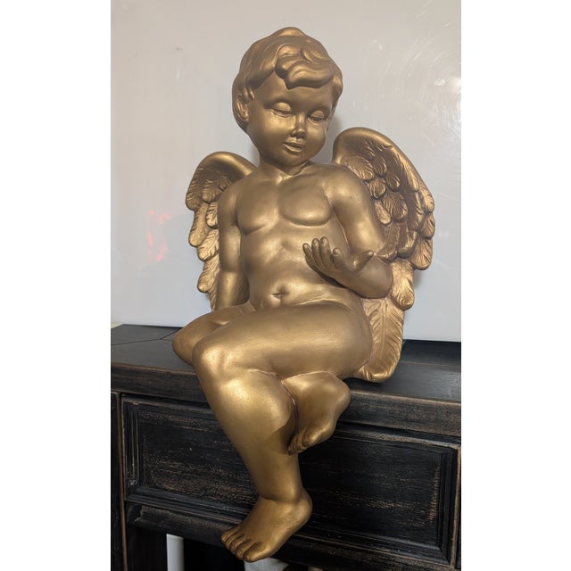 French Putti Cherub Angel Sculpture Sitter For Sale - Image 9 of 17