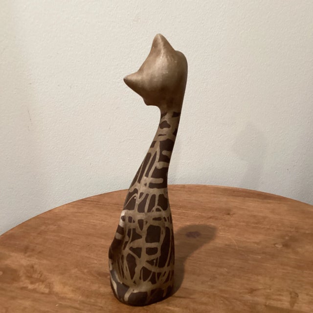 Vintage Pair of Italian Long Neck Ceramic Cat Figurines For Sale - Image 9 of 12