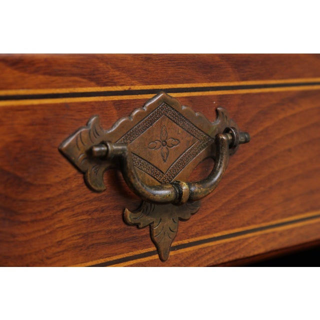 Antique Bench Made Inlaid Walnut Slant Front Desk For Sale - Image 13 of 16