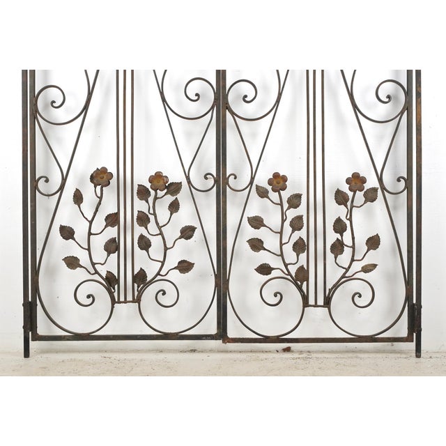 Vintage Entryway Wrought Iron Double Garden Gates For Sale - Image 9 of 9