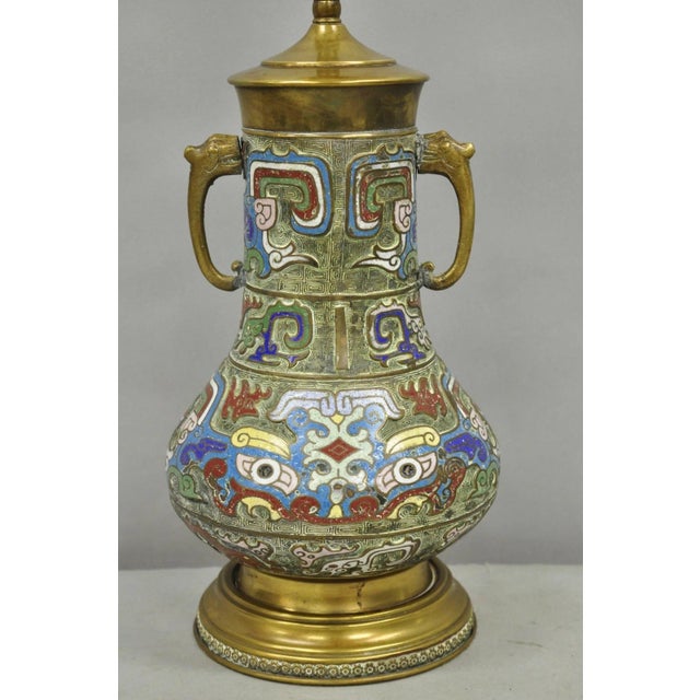 Vintage Mid Century Modern Stacked Chrome & Brass Cylinder Column Table Lamp. Circa Early 20th Century. Measurements: 30"...