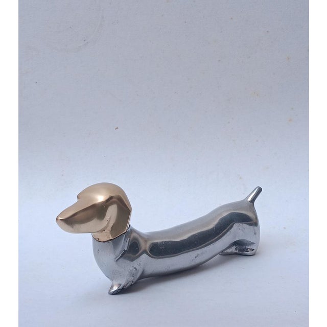 Brutalist Brass and Aluminium Teckel Dog Figure, 1970s, in Very Good conditions. Designed 1970 to 1979