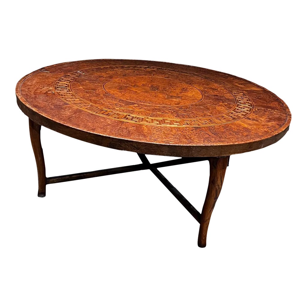 Early 20th Century Continental Neoclassical Inlaid Walnut Center 