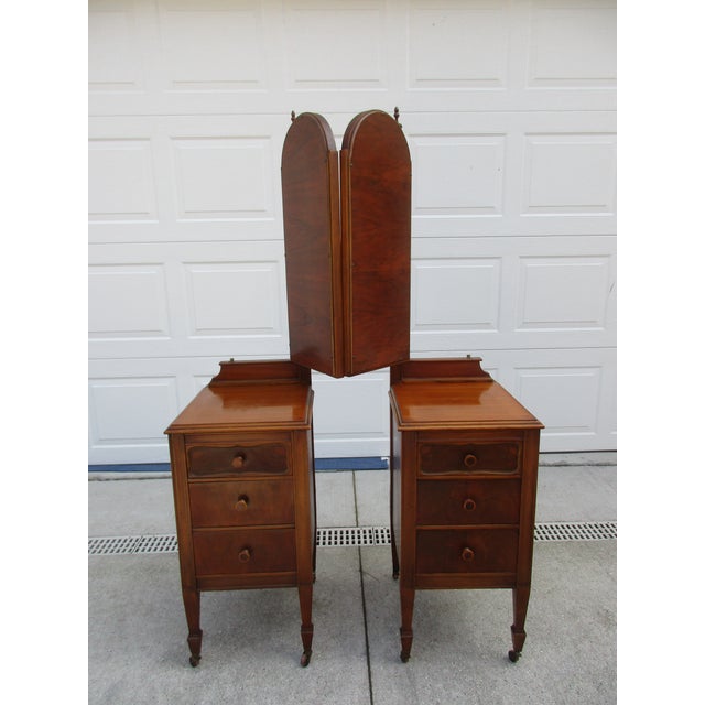 Early 20th Century Sligh Furniture 3 Drawer Nightstands With Hinged