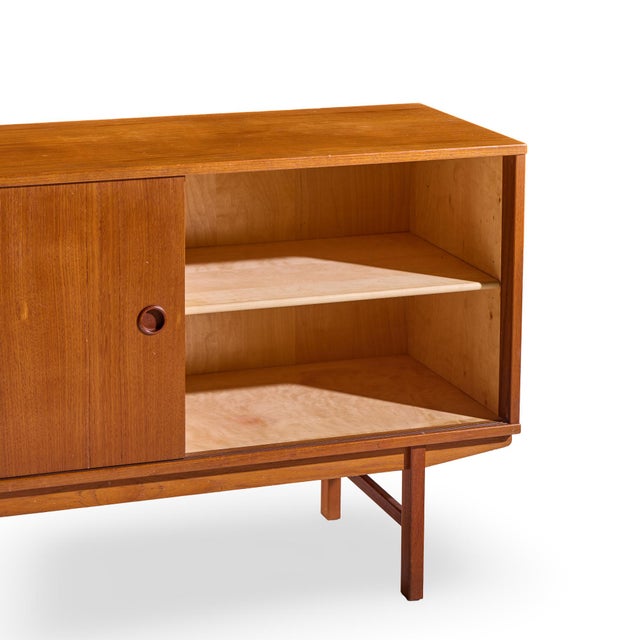 Dux Mid Century Danish Teak Petite Sliding Door Credenza For Sale - Image 10 of 11