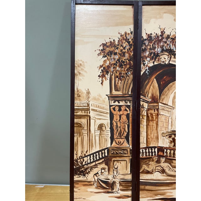 1960s 1960s Painted Paneled Screen of an Italian Scene For Sale - Image 5 of 7