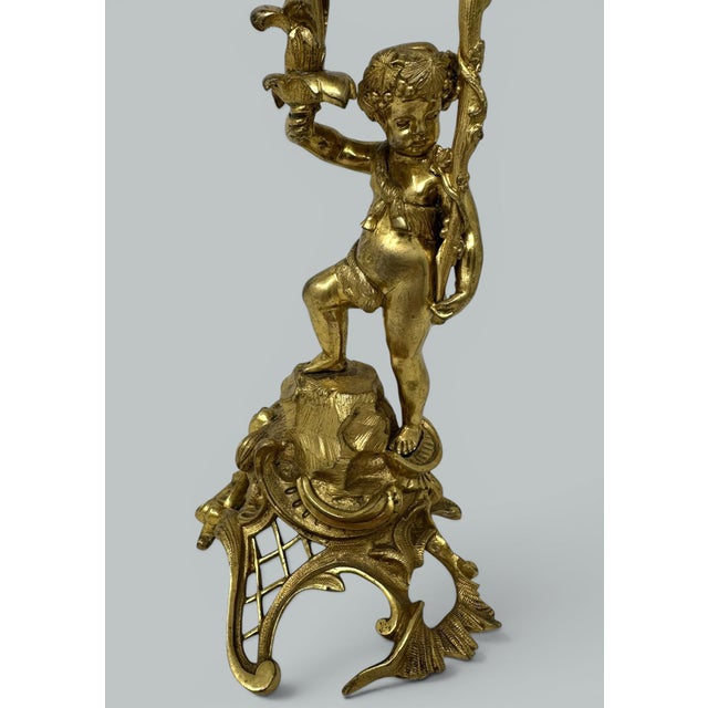 Grand Tour Antique Gilt Bronze Ormolu Twin Light Candelabra Candlestick Clodion Grand Tour For Sale - Image 3 of 10