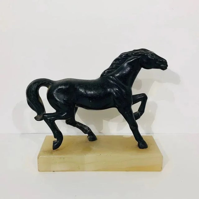 Early 1900s Spelter Horse Figure With Marble Base For Sale - Image 9 of 9