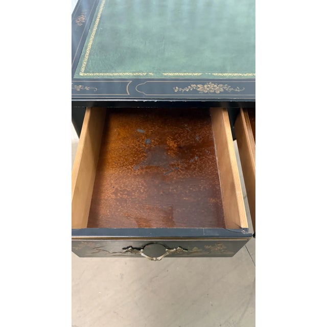 1960s Black Chinoiserie 3 Drawer Louis XV Desk Signed R Davis For Sale In Miami - Image 6 of 6