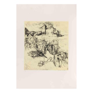 Walter Piacesi, Ascoli Piceno: Fortezza Pia with Still Life, Etching, 1982 For Sale