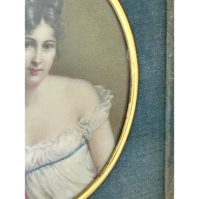 Wood Antique Signed A. Corsi Lalli Miniature Portrait of a Woman, Gilt Frame For Sale - Image 7 of 12