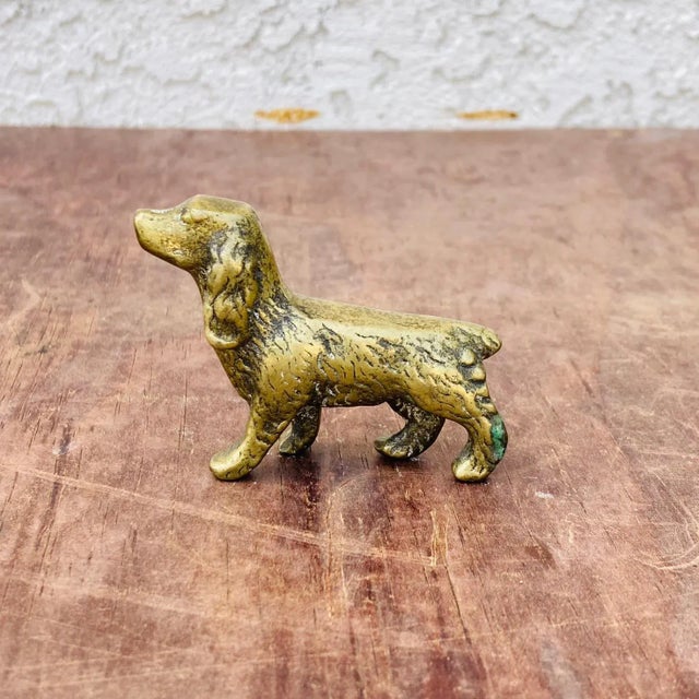 English Late 1800s Miniature Brass English Spaniel Dog Figurine For Sale - Image 3 of 12