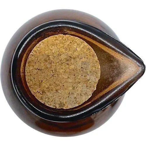 French Country Antique Brown Glass Beaker Bottle With Cork For Sale - Image 3 of 4