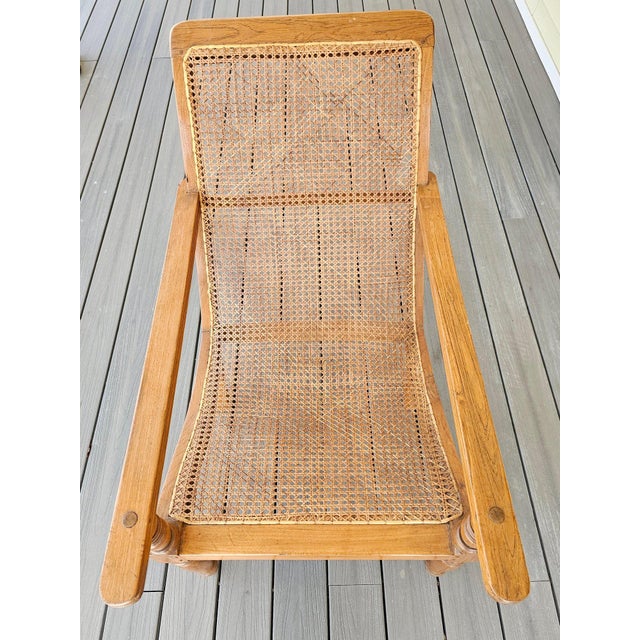 Campaign Antique 19th Century Oak Plantation Chair With Original Folding Leg Rests For Sale - Image 3 of 15