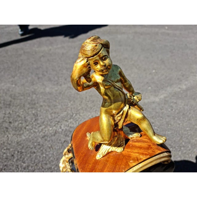 Lady French Style Marquetry Gilt Bronze Desk/Table With Clock for Home and Office. For Sale - Image 9 of 13