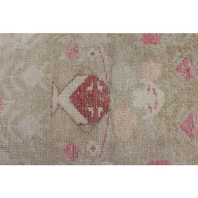 Vintage Turkish Oushak in Colorful Floral Designs Set on Sand-Green Field 2'8" X 4'9" For Sale - Image 4 of 10