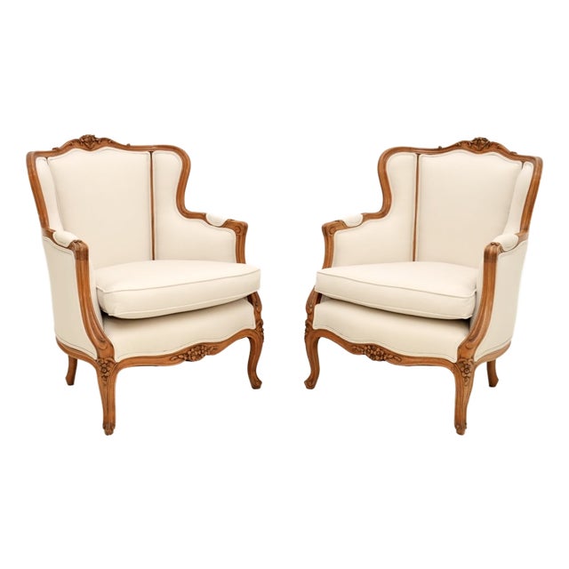 Set of French Walnut Chairs, 1930s, Set of 2 For Sale