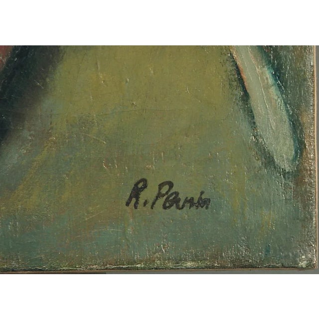 1940s - R. Perrin Mother & Christ Child French Oil on Canvas Religious Painting For Sale - Image 4 of 5