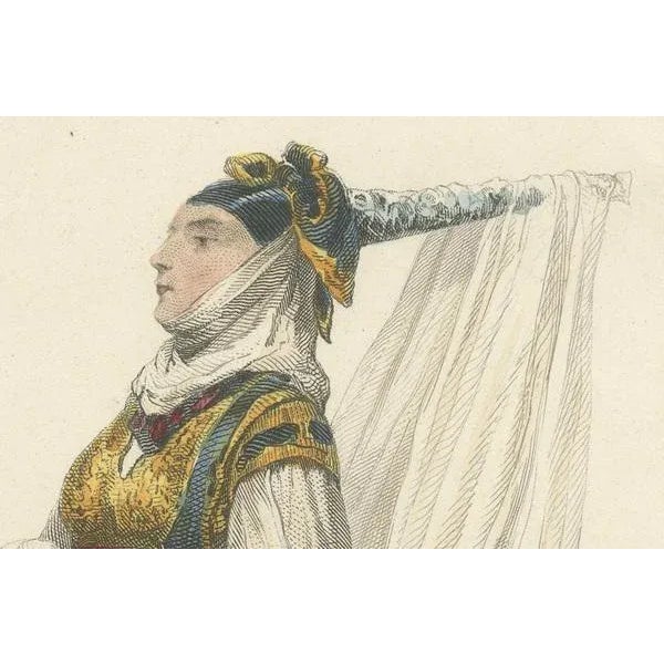 Mid 19th Century Compte-Calix, Jewish Bride, Algeria, 1853, Hand-Colored Lithograph For Sale - Image 5 of 10
