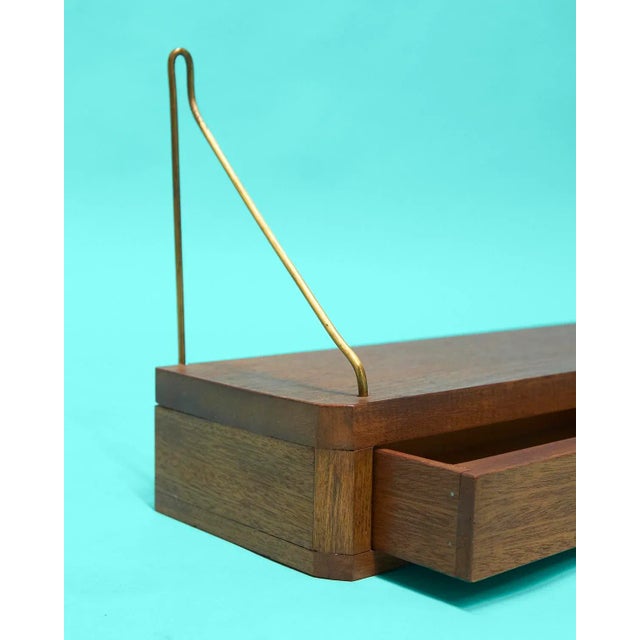 Midcentury Teak Floating Wall Shelf With Drawers, Denmark, 1960s Chairish