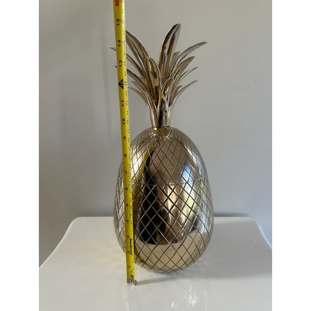 Metal Extra Large Vintage Brass Pineapple For Sale - Image 7 of 9