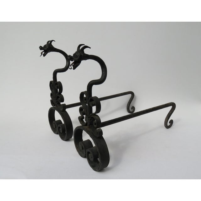 French Wrought Iron Andirons, 1900, Set of 2 For Sale - Image 14 of 16