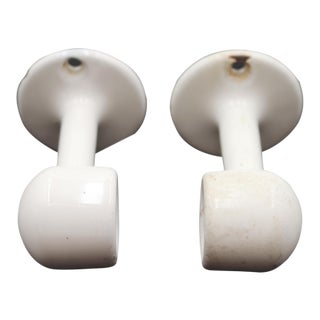 Pair of Vintage White Bathroom Towel Brackets For Sale