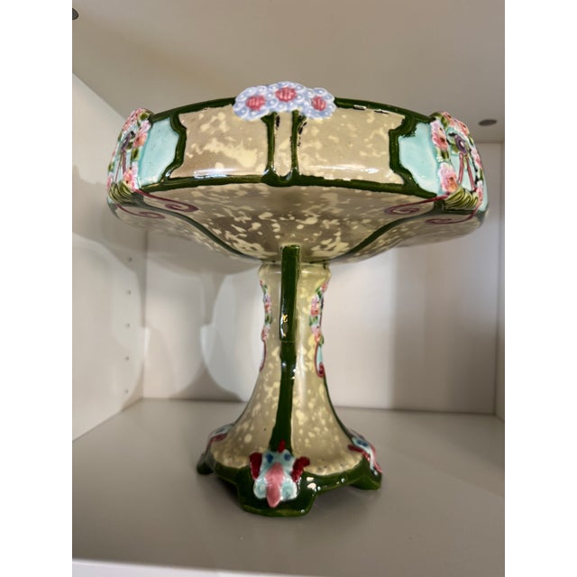 Cream Antique Majolica Compote | Circa 1890–1910 For Sale - Image 8 of 8