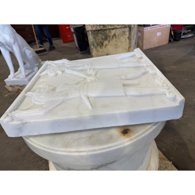 Hand-Carved White Marble Relief Panel For Sale - Image 5 of 6