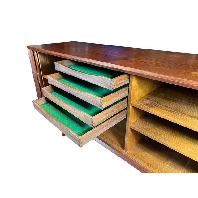 Mid 20th Century Svend Aage Larsen for Faarup Møbelfabrik Mid Century Danish Teak Tambour Door Credenza For Sale - Image 5 of 12