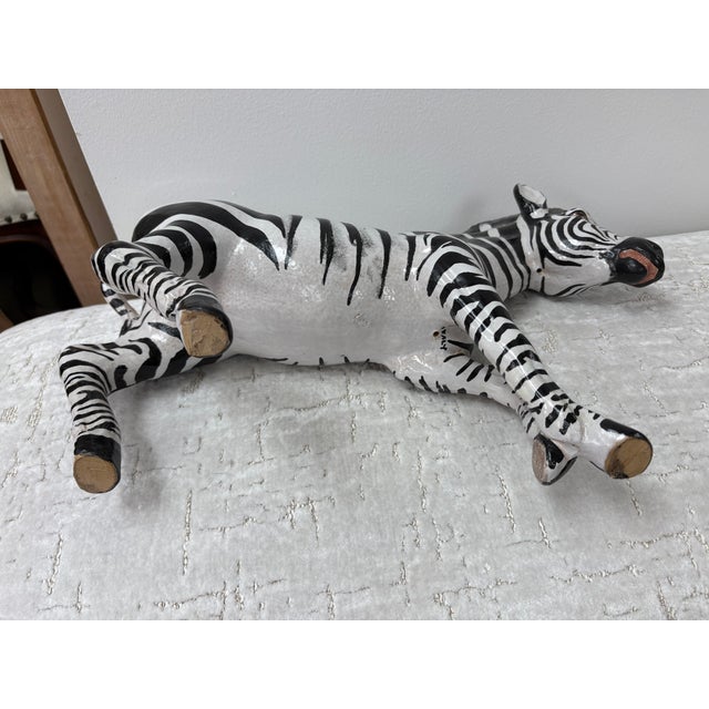 1960s Italian Glazed Terracotta Zebra Sculpture For Sale - Image 10 of 12