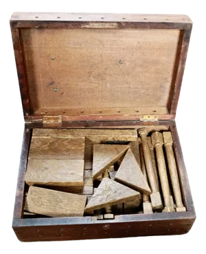 Victorian Architectural Wooden Blocks in Original Box, 1880s, Set of 20