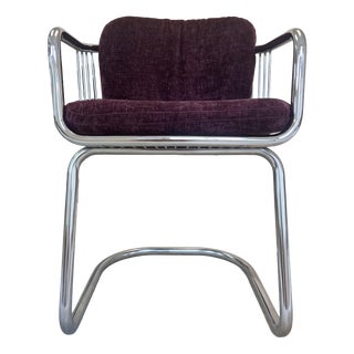 Cantilever Chair in Chrome with Purple Upholstery by Gastone Rinaldi For Sale