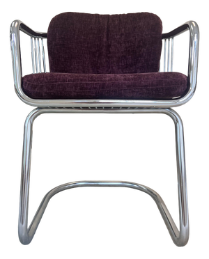 Cantilever Chair in Chrome with Purple Upholstery by Gastone Rinaldi