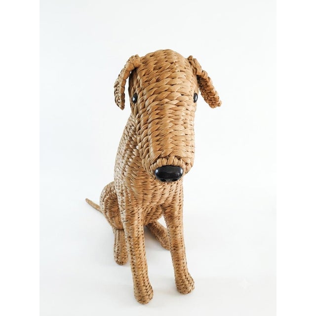 Large 27" Life-Size Hand-Woven Wicker Airedale Terrier Sculpture — Made in the Philippines For Sale - Image 12 of 12