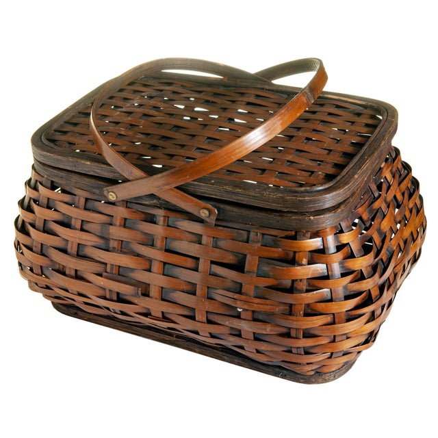 Vintage Japanese Bamboo Picnic Basket Chairish
