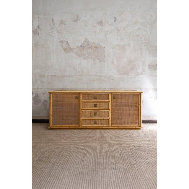 Wood Bamboo and Woven Rush Sideboard, 1970s For Sale - Image 7 of 7