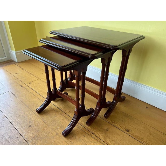 Mahogany Cross-Branded Nesting Tables, 1890s, Set of 3 For Sale - Image 4 of 5