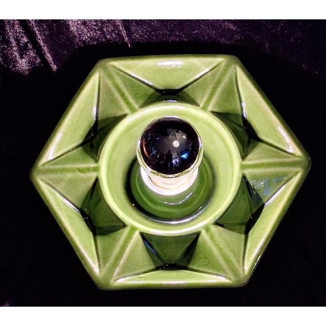 Vintage Wall Lamp in Green Ceramic by Honsel, 1970s For Sale - Image 3 of 8