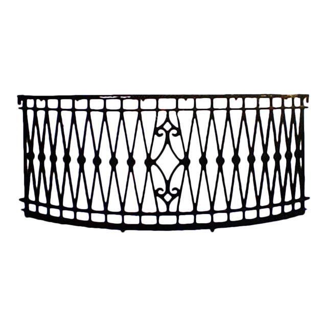 Antique Wrought Iron Demilune Balcony Front For Sale