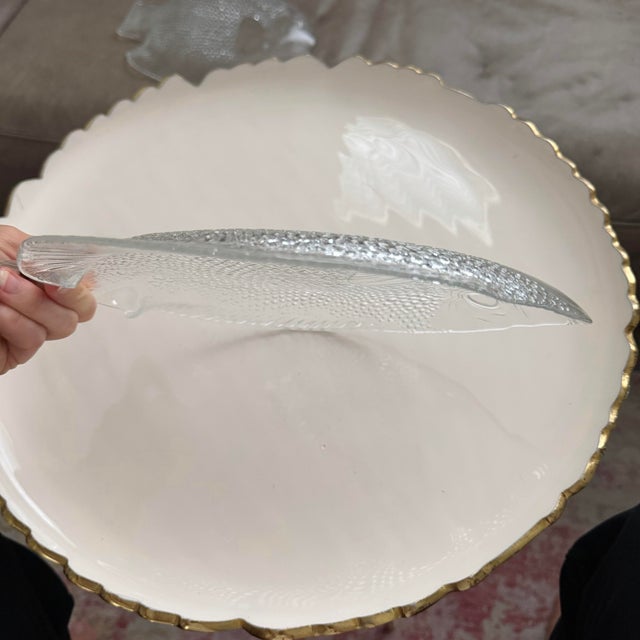 Glass Vintage Arcoroc France Clear Glass Fish Plates - Set of 4 For Sale - Image 7 of 9