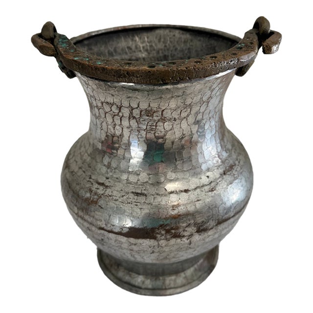 19th-Century South Indian Hand-Hammered Copper Water Vessel With Chased Rim For Sale