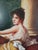 1990s Large Original Regency Fine Art Studio Painting “Woman With Lute” by Talach – Framed 60 X 47 For Sale - Image 6 of 15