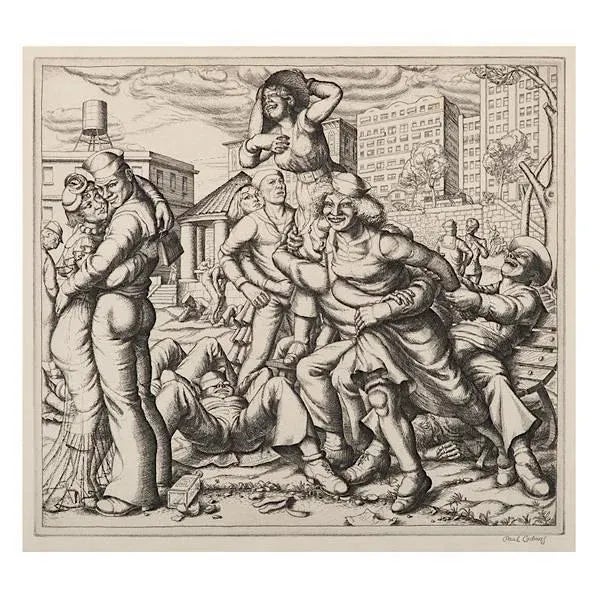 American Original Rare 1935 1st Edition Pencil Signed, Numbered and Dated Paul Cadmus Ltd. Ed. Etching "Shore Leave" For Sale - Image 3 of 10